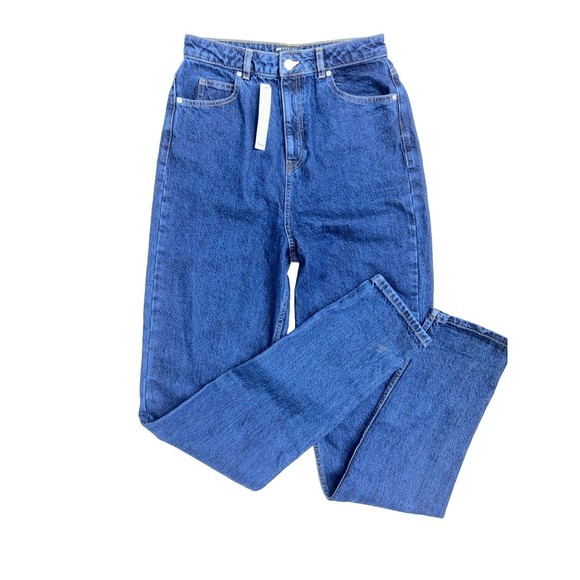 NWT Asos Mom Jeans High Rise Dark Wash Wash Blue Denim Women's Tall 28 x 38 Sz 6 - Picture 2 of 9